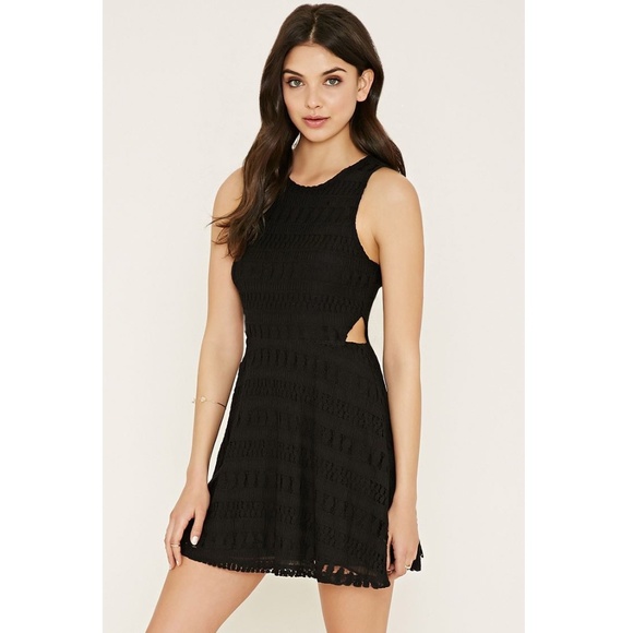 Lace Crochet Overlay Cut-Out A-Line Skater Dress - Picture 1 of 5